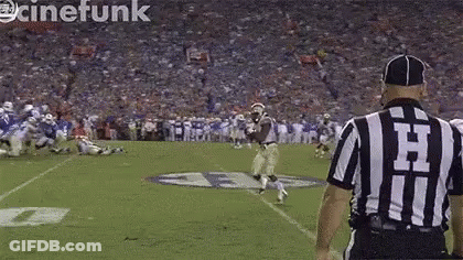 Referee Watching Football Player Throw Pass GIF