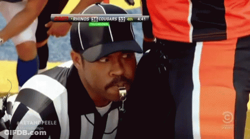 Referee Watching Rhinos Vs Cougars Game GIF