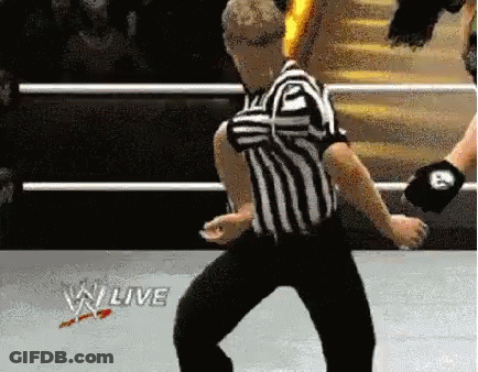 Referee With Fireball From Chest GIF