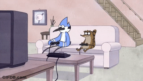 Regular Show Bird Playing Video Game GIF