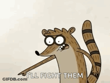 Regular Show Character Flexing Saying I'll Fight Them GIF