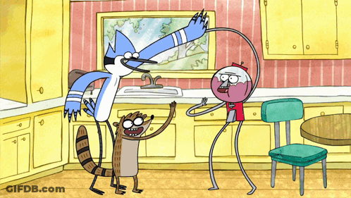 Regular Show Characters In Kitchen GIF