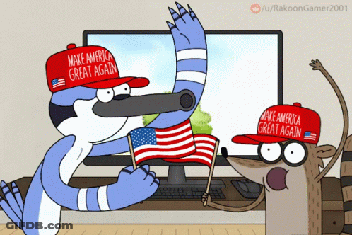 Regular Show Characters In Make America Great Again Hats GIF