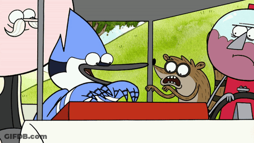 Regular Show Characters In Vehicle GIF