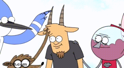Regular Show Characters Including Horned Goat GIF