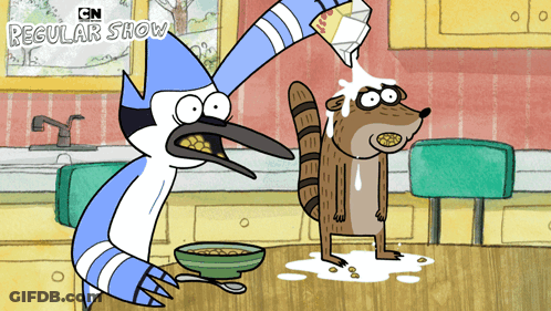 Regular Show Characters Pouring Milk GIF