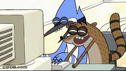 Regular Show Characters Sitting At Computer GIF