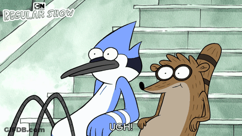 Regular Show Characters Sitting On Stairs GIF