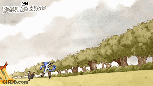 Regular Show Poster With Man And Squirrel GIF