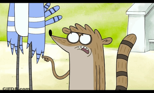 Regular Show Raccoon And Blue Penguin GIF