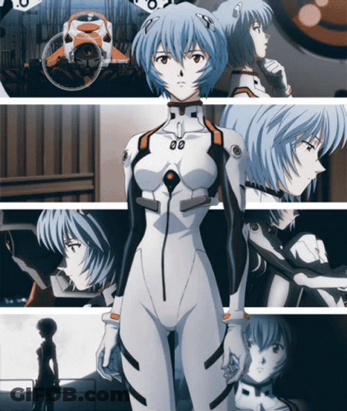 Rei Ayanami Moments Collage GIF