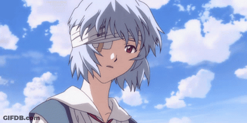 Rei Ayanami With Head Bandages GIF