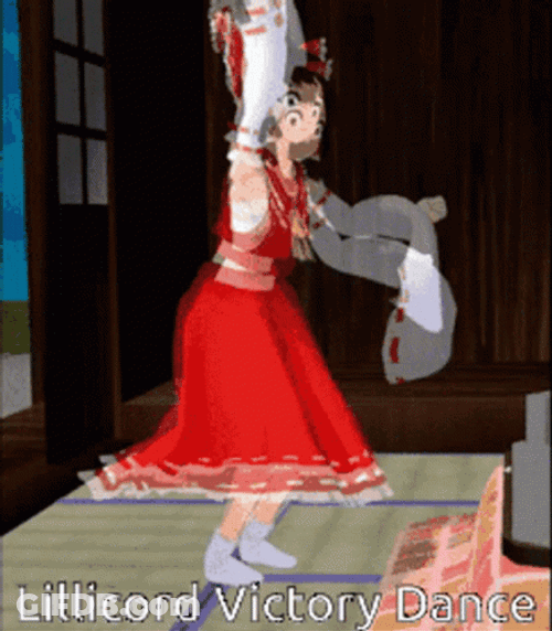 Reimu Touhou Entertaining Victory Dance GIF