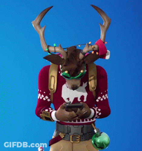 Reindeer In Ugly Christmas Sweater Looking At Phone GIF