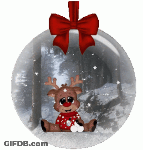 Reindeer Inside Snow Globe Noel GIF