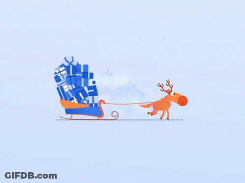 Reindeer Pulling Sleigh Full Of Gifts GIF