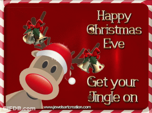 Reindeer Santa Hat Bells Happy Christmas Eve Get Your Jingle On GIF