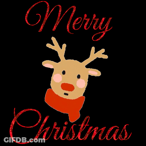 Reindeer Wearing Red Scarf Merry Christmas GIF