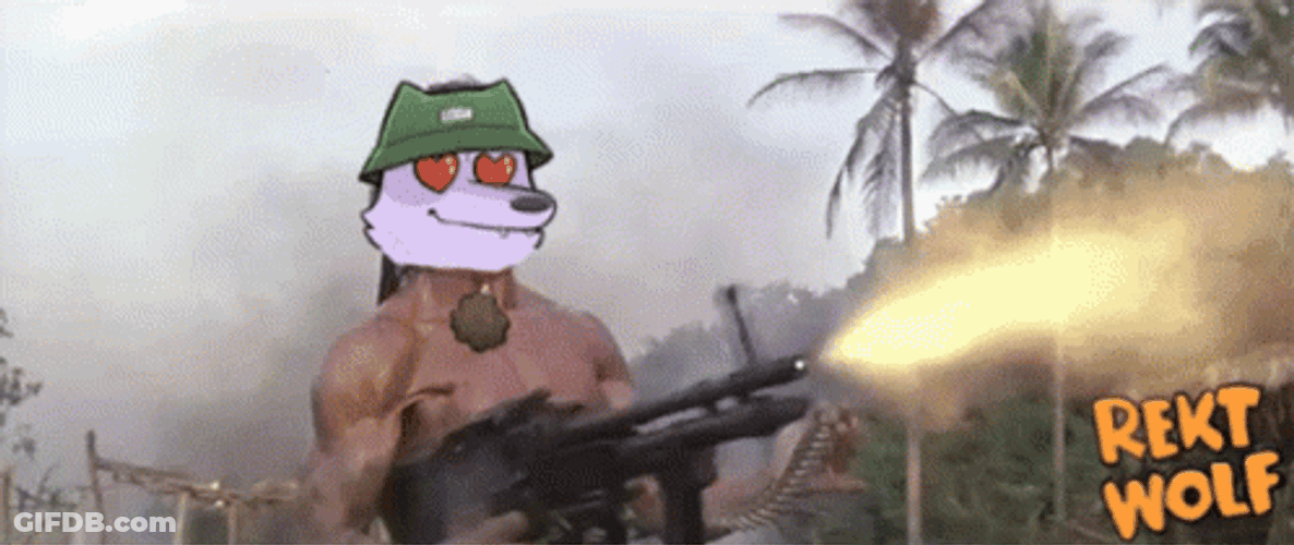 Rekt Wolf Rambo Machine Gun GIF