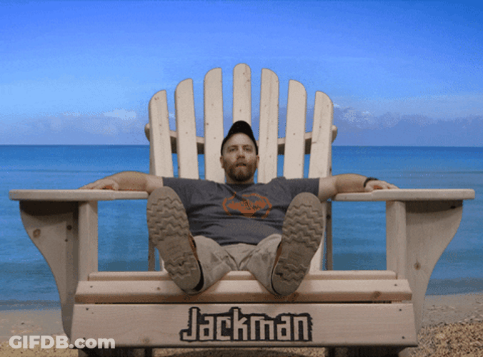 Relaxing In Big Wood Chair GIF