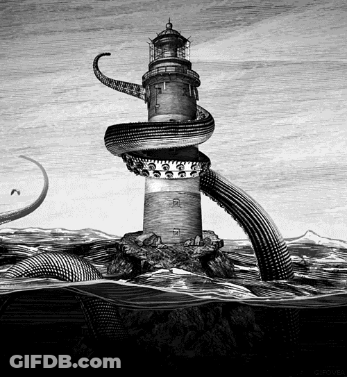 Release The Kraken Lighthouse Destroyed GIF