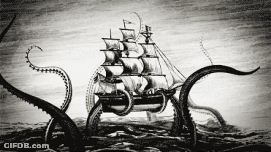 Release The Kraken Shipwreck Cartoon GIF