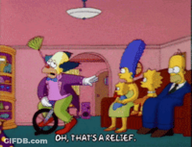 Relief Sarcastic Krusty The Clown GIF