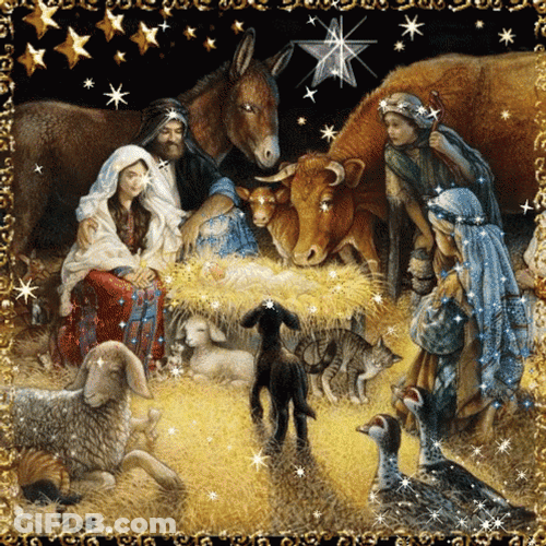 Religious Christmas Born In Manger GIF