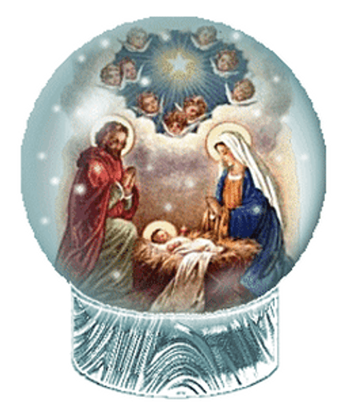Religious Christmas Holy Family Snow Globe GIF