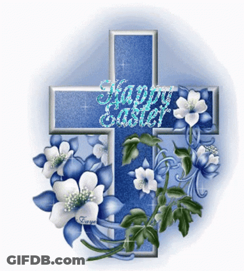 Religious Happy Easter Blue Cross GIF