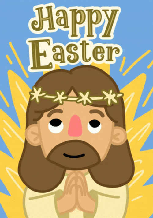 Religious Happy Easter Cartoon Jesus Praying GIF
