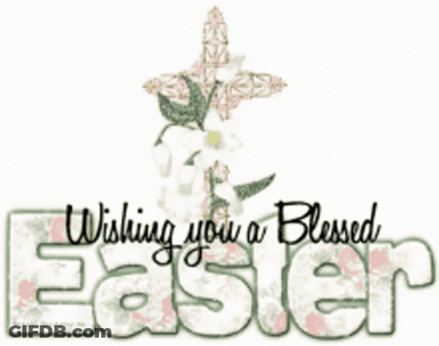 Religious Happy Easter Glistening White Flowers GIF