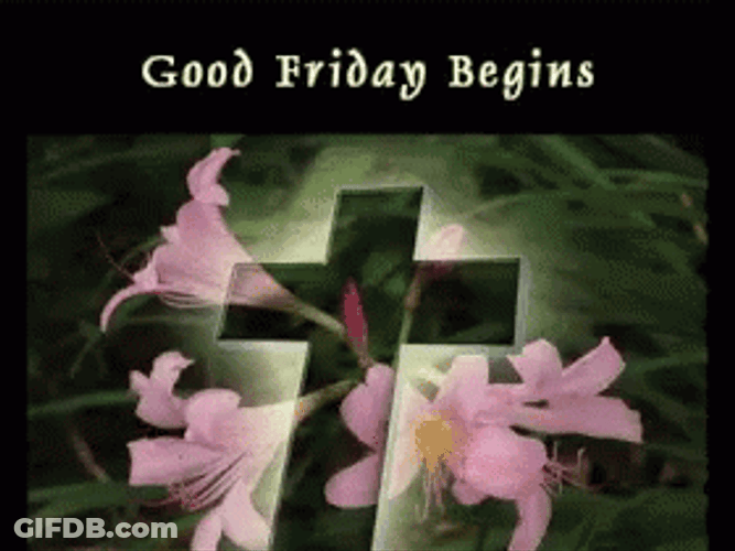 Religious Happy Easter Purple Flowers Cross GIF