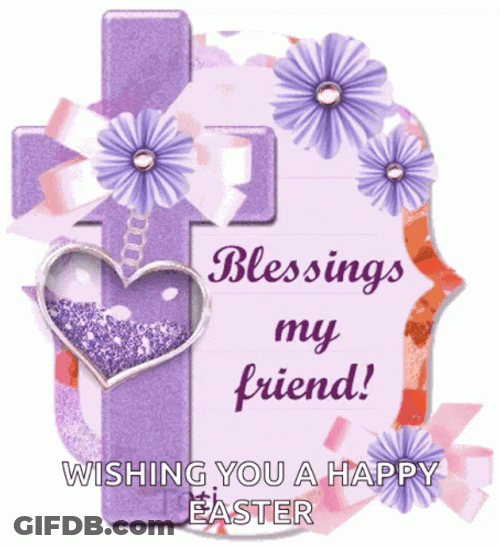Religious Happy Easter Swaying Purple Glittery Heart GIF