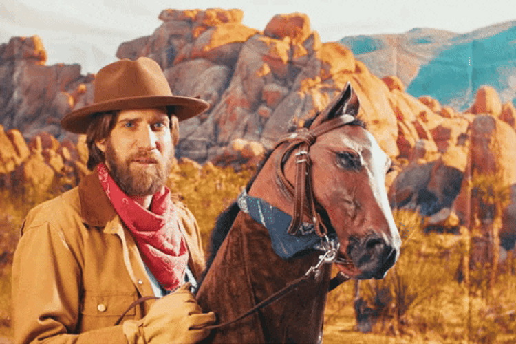 Religious Merry Christmas Greetings From Cowboy GIF