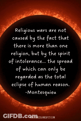 Religious Wars Are Not Caused By The Fact That There Is More Than One Religion But By The Spirit Of Tolerance GIF