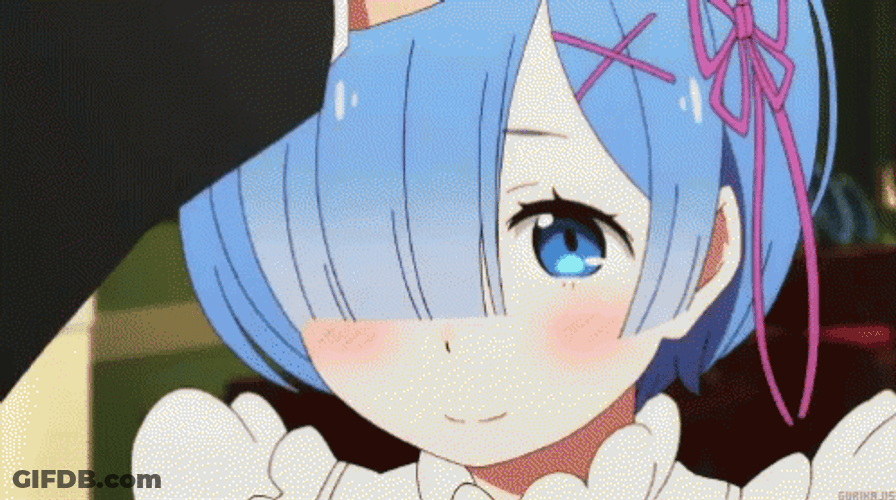 Rem Re Zero Anime Blush Head Pat GIF