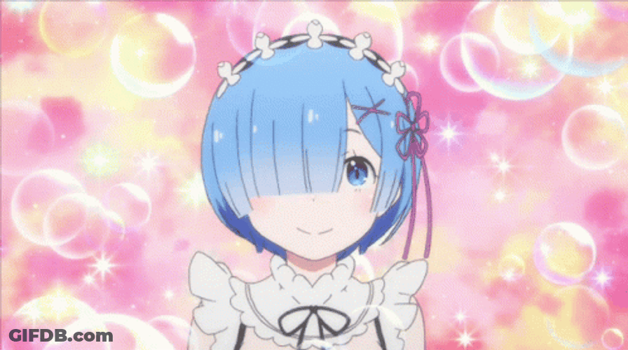 Rem Re Zero Anime Wink Bubbles GIF