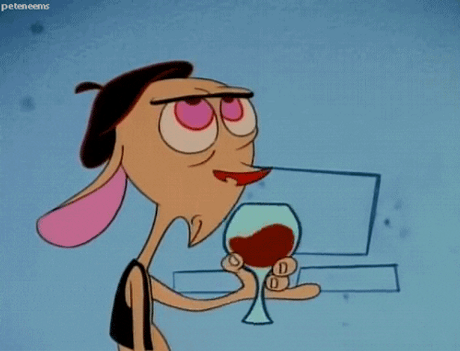 Ren And Stimpy Saw Drinking Red Wine GIF