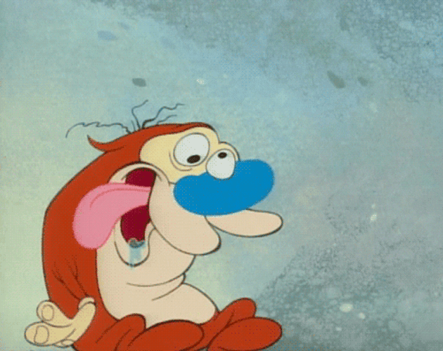 Ren And Stimpy Saw Tongue Out And Drooling GIF