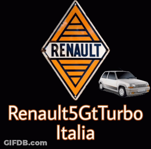Renault 5 GT Turbo Italia Logo With Car GIF