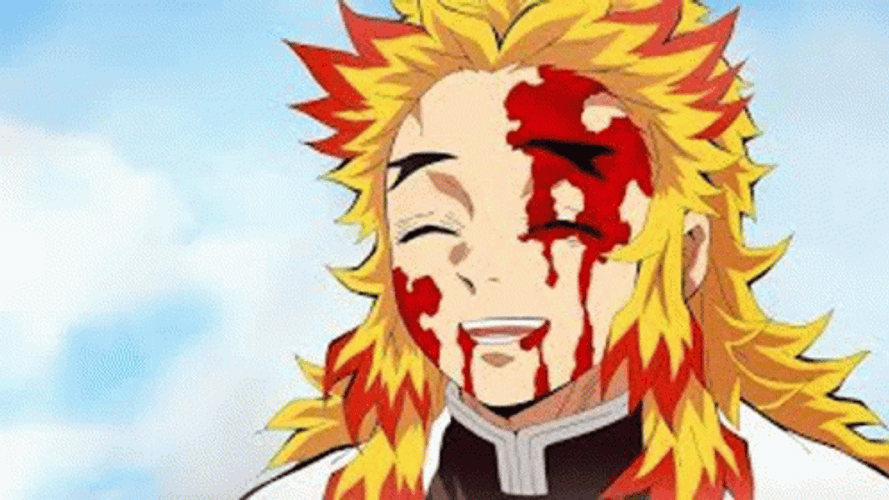 Rengoku Death Blood Stain On Face GIF