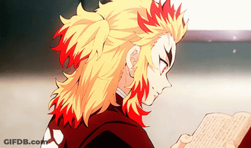 Rengoku Death Reading Book GIF