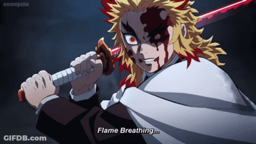 Rengoku Flame Breathing Esoteric Art Demon Slayer Fighting GIF