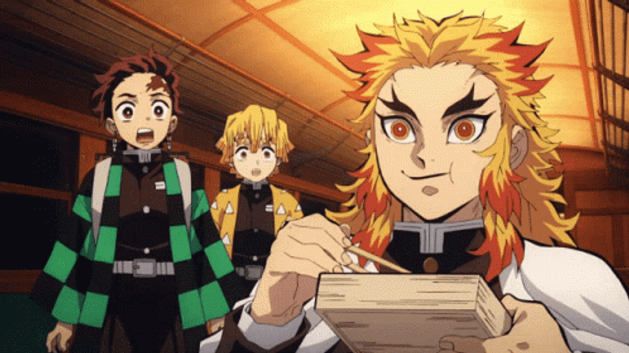 Rengoku Vs Akaza Chopsticks Eating GIF