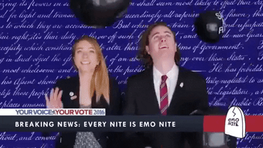 Reporter Playing Balloons GIF