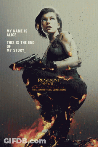 Resident Evil Movie Poster Woman With Gun GIF