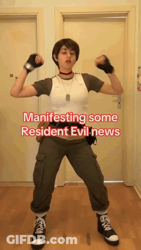 Resident Evil Woman Flexing Muscles GIF