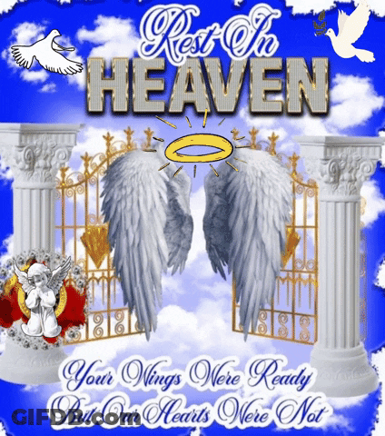 Rest In Heaven Poster With Angel Wings GIF