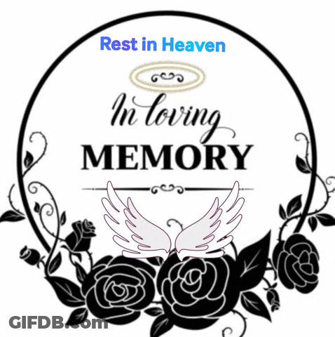 Rest In Heaven Sign With Roses And Wings GIF